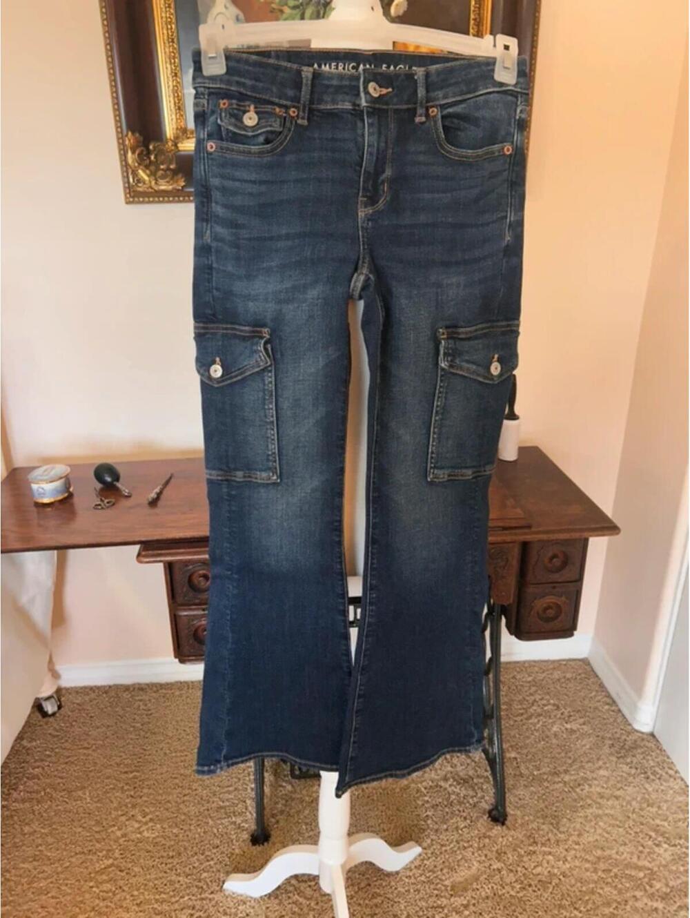 American Eagle Cargo Pocket Flared Jeans